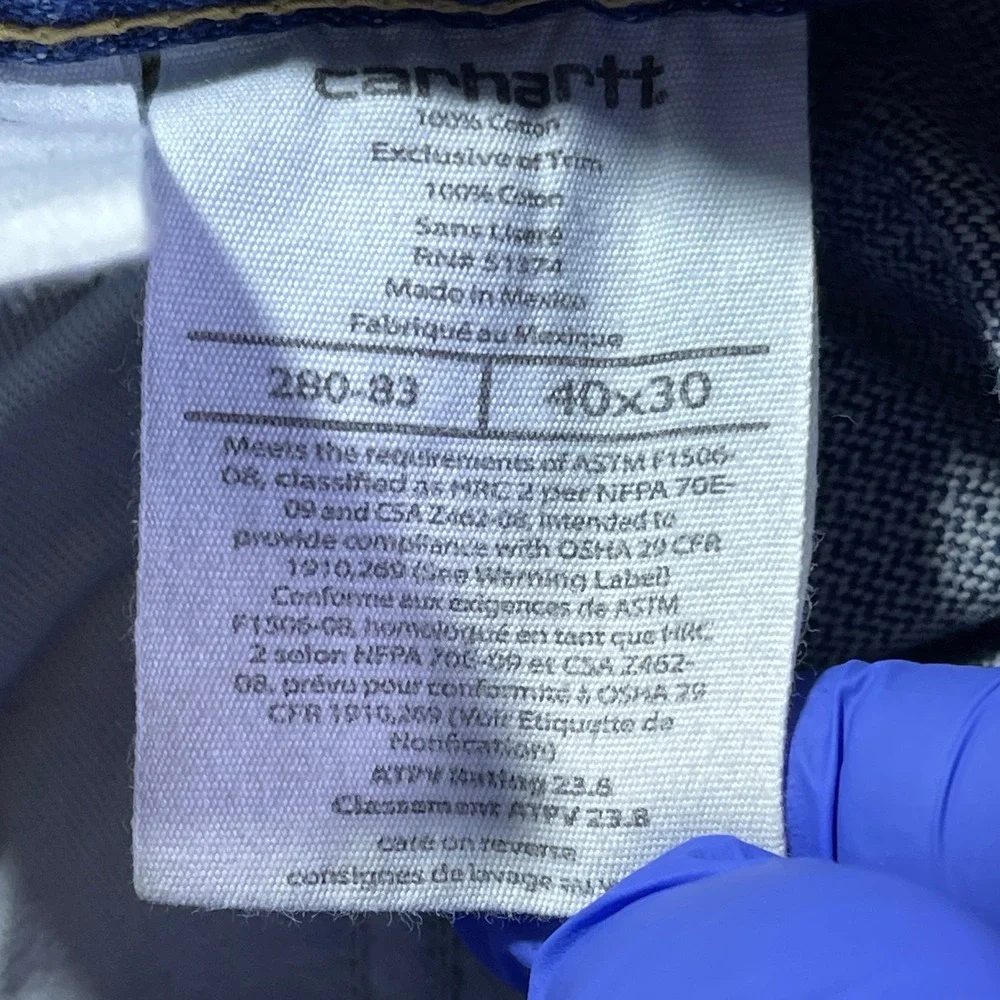 Carhartt Men's 40x30 Flame Resistant FR Work Pant Relaxed Fit Tenorio Tomas Blue